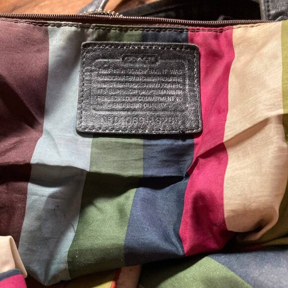 Coach Poppy Black Leather Messenger Bag with Crossbody Strap - Picture 2 of 12